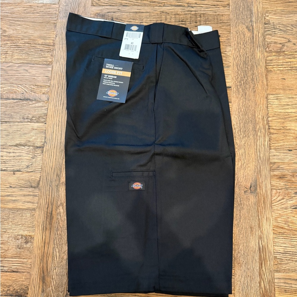 Dickies Twill Work Shorts Size 40 Black Loose Fit 13” Inseam NWT